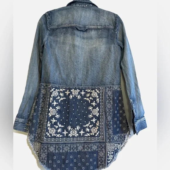 Free People Women’s Embroidered Denim Duster - Picture 14 of 16